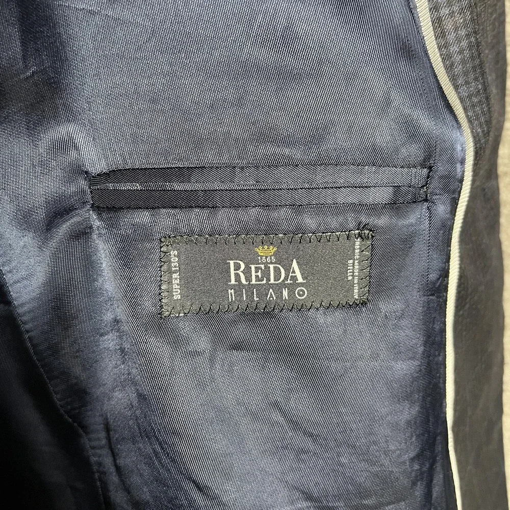 Reda Nordstrom Mens Shop Jacket Mens 44R Blue Check‎ Wool Sport Coat Made Italy